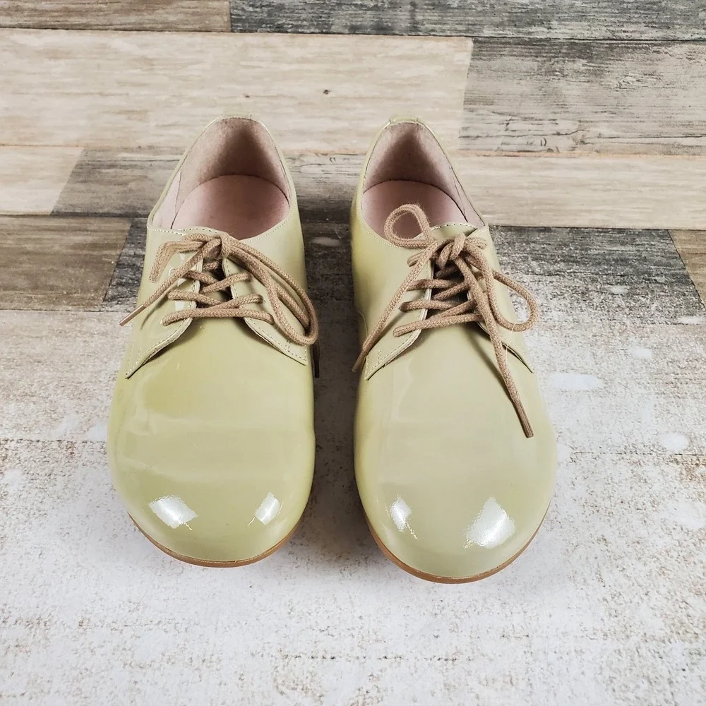 Birkenstock Saunders Womens Shoes Sz 6 Cloud Patent Leather Lace Up Oxfords
